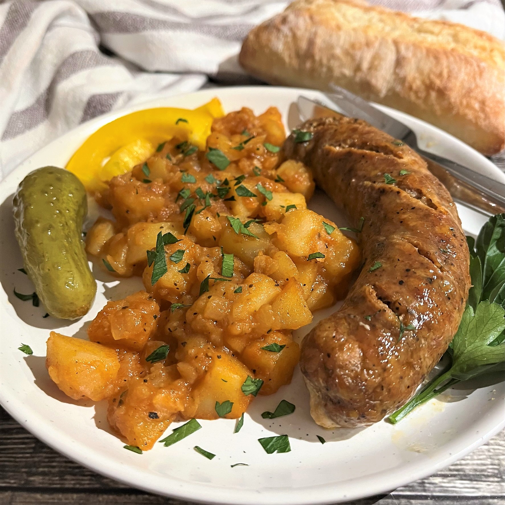 Hungarian Paprika Potatoes with Sausage (Kolbász Paprikas Krumpli