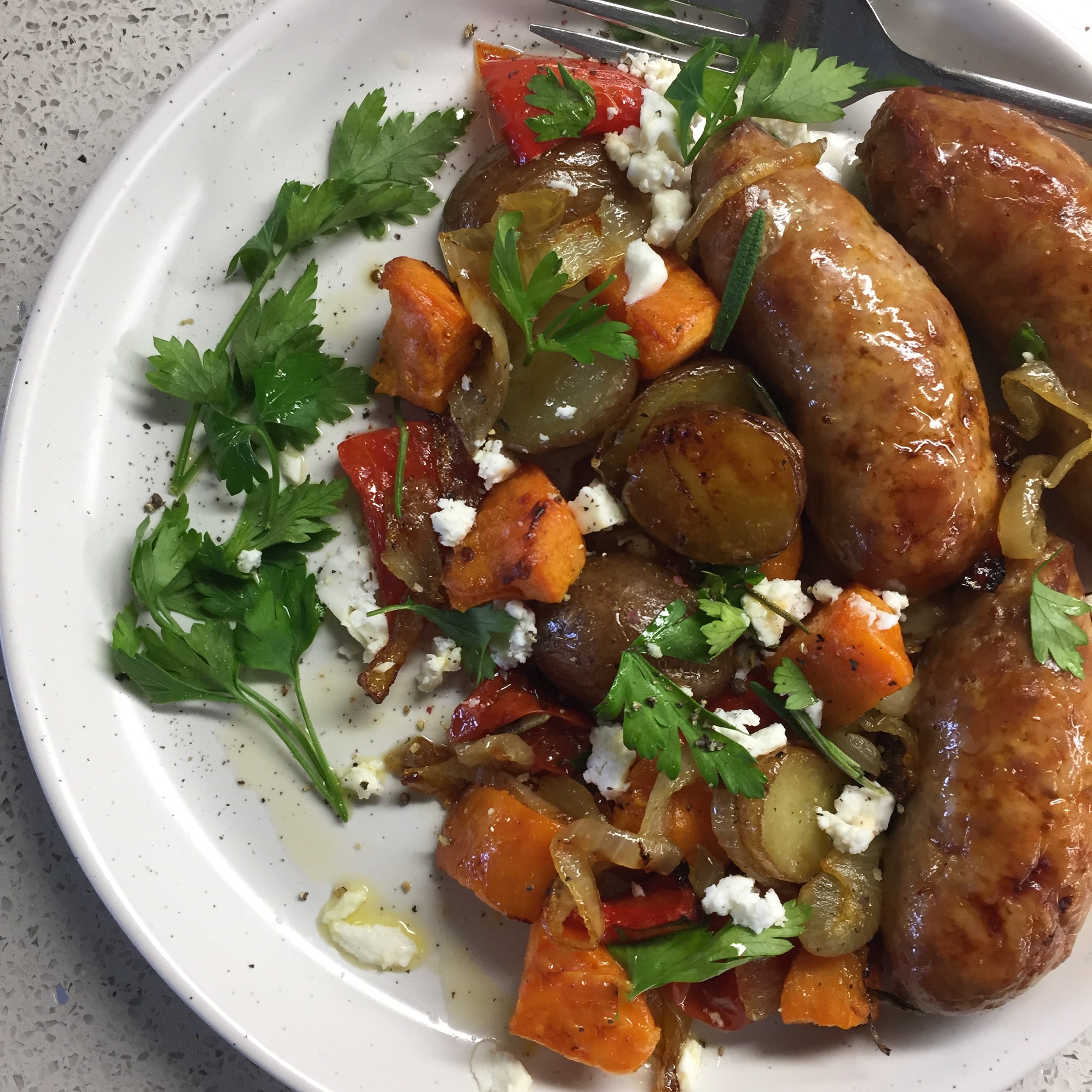 One-Pan Roasted Italian Sausage and Vegetables with Feta - The Hungary Soul