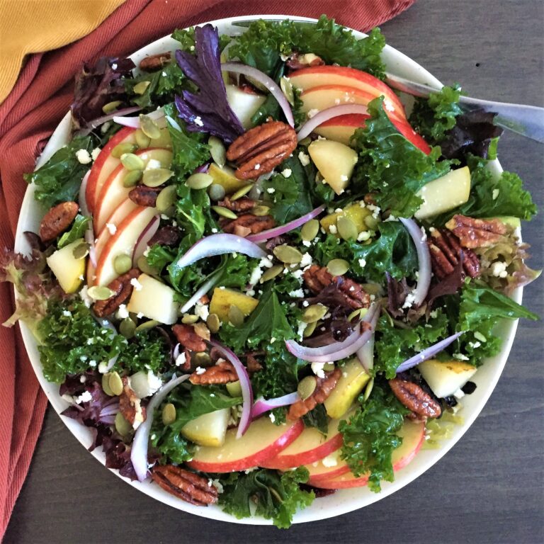 Kale Salad With Apple Feta And Roasted Pecans The Hungary Soul 