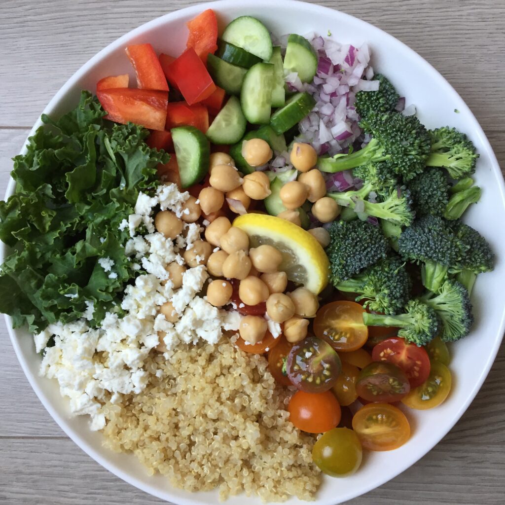 Kale Quinoa and Chickpea Salad with Feta - The Hungary Soul