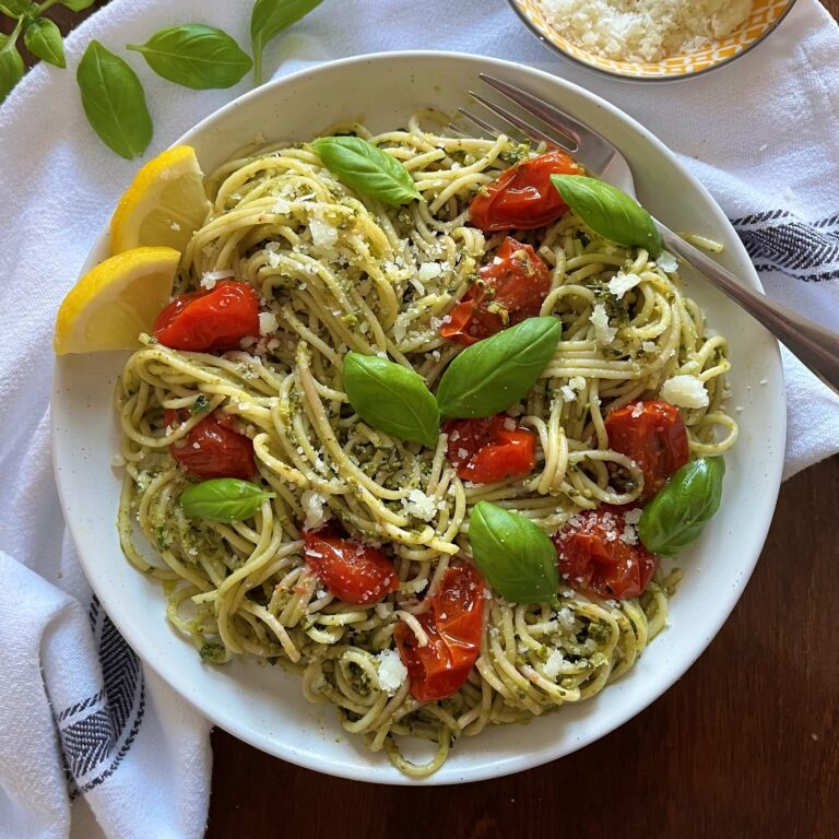 Easy Tomato and Pesto Pasta Recipe - The Hungary Soul
