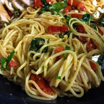 Mediterranean-style Olive Oil Garlic Pasta with Chicken - The Hungary Soul