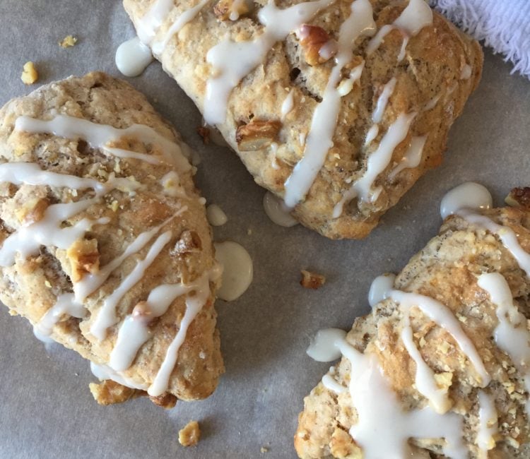 Soft flaky banana walnut scones
